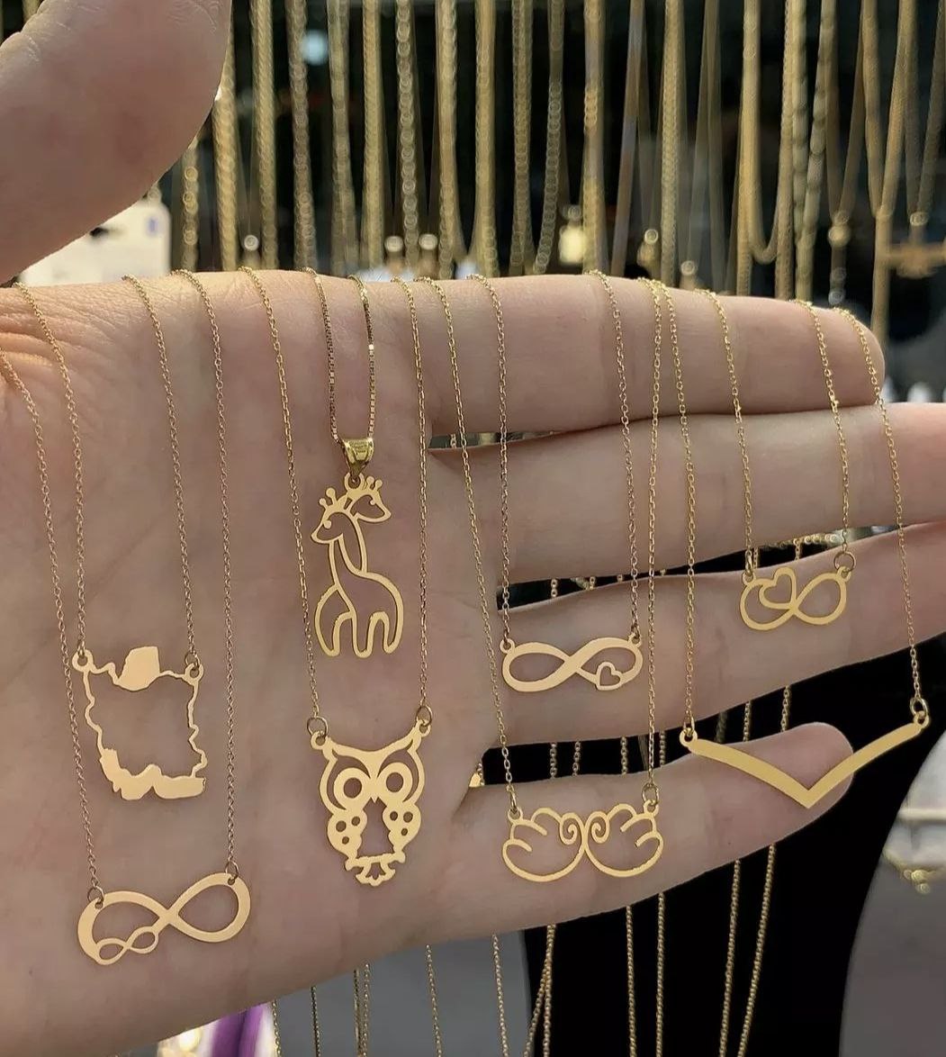 نمونه گردنبندهای طلا طرح حیوانات و اشکال هندسی